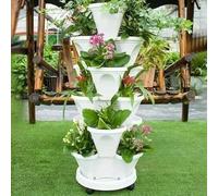 3 Tier Stackable Garden - Plant Festival Special -Stand Stacking Planters Strawberry Planting Pots - Indoor/Outdoor Vertical Planter Set - Self Watering Tiers from Top Down (Color : White, Size :