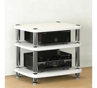 3-Tier Stackable Shelf for Home Theater HiFi, Multi-Functional Entertainment Center with Shock-Absorbing Legs, Ideal for Living Rooms & Studios (White)