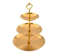 3-Tier Stainless Steel Dessert Stand Silver Party Gold 3-Tier Cake Stand Stainless Steel Wedding 3-Layer Dessert Rack Stainless Steel for Tea Stainless Steel Dessert Stand 31cm Gold(14+20+26cm silver)