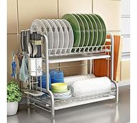 3-Tier Stainless Steel Dish Drying Rack Over Sink with Cutting Board Holder & Utensil Caddy - Kitchen Storage nizer with Drip Tray for Efficient Space-Saving