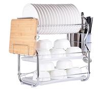 3-Tier Stainless Steel Dish Rack Multi-Functal Draining Rack with Detachable Tray - Space-Saving Kitchen nizer for Plates Cutting Boards and sils