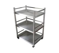 3-Tier Stainless Steel Kitchen Storage Shelves on Wheels with Railing - 100cm Tall Organizer for Bathroom, Kitchen, and Home - 90x40x100cm Space-Saving Solution