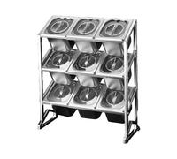 3-Tier Stainless Steel Spice Rack with Clear Lid, 15 Adjustable Compartments, Space-Saving Countertop Seasoning, Kitchen Storage Solution (Silver 20.5"x7.5"x24.8")