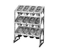 3-Tier Stainless Steel Spice Rack with Lid - 15 Compartment Adjustable Countertop Organizer - Sleek Silver Design for Kitchen Storage - 18.5"x7.5"x24.8"