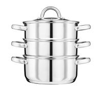 3-Tier Stainless Steel Steamer Pan with Lid & Handles Cooks Professional Silver XXL