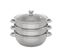 3 tier Stainless Steel Steamer pot, 28cm Food Steaming Pot Steamer Cooker Pot Set Food Steamer Pan Cookware With Glass Lid, for Vegetable Meat Steaming Pots, Dishwasher-Safe