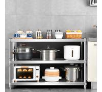 3-Tier Stainless Steel Sto Shelves Modern Multi-Purpose Kitchen Rack Standing Microwave Shelf for Living Room Office Ga & Patio (70x50x80cm)