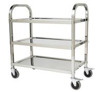 3-Tier Stainless Steel Utility Cart with Locking Wheels, Removable Storage Shelf, Multi-Purpose Kitchen Serving Cart, Durable Rolling Trolley for Easy nization