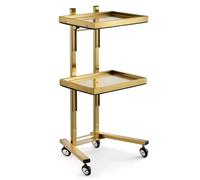 3-Tier Stainless Steel Utility Cart with Wheels - Versatile Kitchen & Beauty Salon Trolley, Multi-Purpose Rolling Cart for Home & Salon Use - Gold Finish