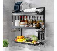 3-Tier Stainless Steel Wall-Mounted Dish Rack with Chopstick Holder - Kitchen Sink nizer Space-Saving Solut for Efficient Drying and Sto