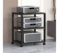 3-Tier Stereo Stand for Living Room, Space-Saving Black AV Media Storage Cabinet, DVD Player Entertainment Center, Compact Audio for Small Spaces