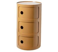 3 Tier Sto Unit Round Bedside Table with Sliding Door Versatile Sto Cabinet for Bedroom Living Room Eco Friendly Design (Teeth Yellow)