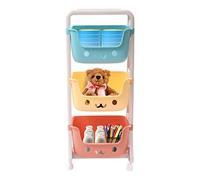 3-Tier Storage Baskets, Kids Toy Storage Organizer Rolling Cart, Children Playroom Decor Doll Activity Rack Shelf Plastic Bins Box with Universal Wheels for Children's Rooms, Kindergartens