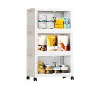 3 Tier Storage Boxes with Lids, Collapsible Storage Bins Really Useful Box Plastic Storage Containers with Magnetic Doors and Wheels for Toys Clothes, White