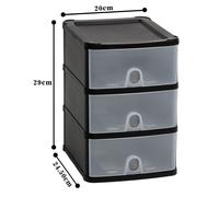 Wham Handy 3-Drawer Storage Tower - Stackable Plastic - Black