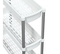 3 Tier Storage Trolley Aluminium Frame Easy to Move Multifunctional Organiser Silver and White with 4 Wheels