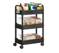 3 Tier Storage Trolley Cart on Wheels - Multifunctional Carts - Rolling - Mobile Shelving Home Bathroom Kitchen Laundry, Narrow Space Rack Space-Saving
