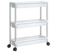 3-Tier Storage Trolley Silver and White Aluminium Rolling Cart vidaXL