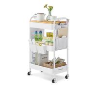 3-Tier Storage Trolley with Table Top, Cloud White