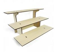 3-Tier Straight Wooden Retail Table Display Stand with Shelves for Products - Portable | 3 Step Straight Display Rack for Retail Table Top, Counter Top, Craft Shows, Farmers Market, Tradeshows 9.5" L