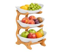 3-Tier Tiered Fruit Bowl, Serving Bowls for Snacks & Dessert, Fruit Basket | White 3 Tier Serving Platters For Parties, Afternoon Tea Stands - Food Stand Serveware for Weddings, Conferences, Events