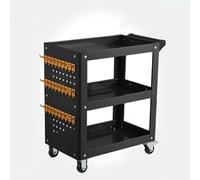 3-Tier Tool Cart with Wheels, Tool with Pegboard, Hooks & Storage Bucket for Garage, Workshop & Warehouse - Heavy-Duty Tool Storage Solution