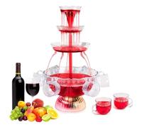3-Tier Transparent Party Fountain, with 5 Glasses, Electric Champagne Fountain Drink Machine, LED Illuminated Base, Cocktail, Wine, Beer & Juice Dispenser, for Weddings, Parties, Celebrations & Bars