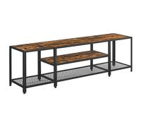 3-Tier TV Cabinet for TVs up to 75 Inches, Rustic Brown and Ink Black