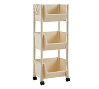 3-Tier Utility Rolling Cart with Lockable Wheels Mobile Plastic Storage Trolley for Kitchen Bathroom Office Laundry Living Room - White Versatile &