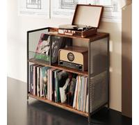 3-Tier Vinyl Record Rack Holds Up To 300 LPs Turntable Stand With Metal Frame And Wooden Boards Industrial Style Record Storage Cabinet Magazine CD Shelf Vintage LP Holder Shelf