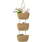 3-Tier Wall Hanging Storage Basket, Woven Cotton Rope Basket Organizer, Nursery Organization, Khaki Over The Door Organizer for Living Room, Bedroom, Kitchen