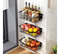 3-Tier Wall Mounted Fruit and Vetable Rack - Metal Wire Holder for Kitchen Countertop Sto Keeps Produce Fresh Slish Fruit Basket nizer Space-Saving Design
