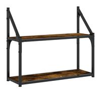 vidaXL 60cm 3 Shelf Black Oak Wall Shelf