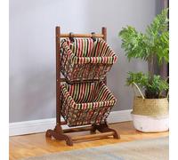 3-Tier Water Hyacinth Storage Rack, Vertical Floor Stand with Baskets for Bathroom, Laundry & Living Room, Rustic Space-Saving Organizer Shelf