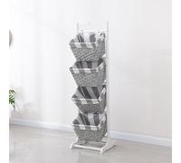 3-Tier Water Hyacinth Storage Rack, Vertical Floor Stand with Baskets for Bathroom, Laundry & Living Room, Rustic Space-Saving Organizer Shelf