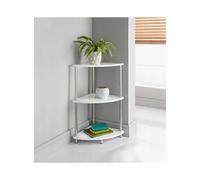 3 Tier White Finish Corner Shelving Storage Shelves Small Unit G-0524
