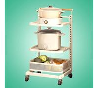 3-Tier White Microwave Shelf Stand - Pot & Pan Rack with Sliding Cupboard nizer for Plates, Lids & Kitchen Cabinet Sto - 3 Boards & 1 Basket Included