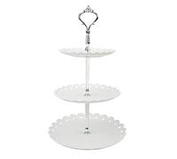 3-Tier White Silver Plastic Dessert Stand Pastry Stand Cake Stand Cupcake Stand Holder Serving Platter for Party Wedding Home Decor-Small