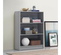 Timber Art Design 3 Tier Bookcase Wide Display Shelving Storage Unit Wood Furniture Light Grey