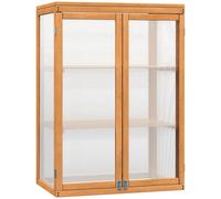 3-tier Wood Greenhouse Garden Polycarbonate Cold Frame Grow House w/ Storage Shelf for Plants