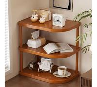 3-tier wood Rustic desktop Corner shelf, small bookshelf bookcase, Vanity Skincare cosmetics storage rack, Kitchen Countertop Shelf for Coffee Bar, Mug Condiment spice organizer, Matcha Stand (3-tier)
