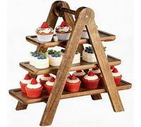 3 Tier Wooden Cake Stand, Detachable Serving Tray, Rustic Cupcake Stand