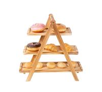3 Tier Wooden Cake Stand, Rustic Tiered Serving Platter For Afternoon Tea, Foldable Rack Wooden Cupcake Stand for Cookie Fruit Dessert Cupcake, Home Decoration