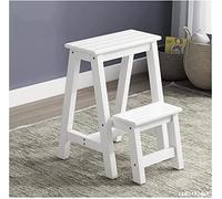 3 Tier Wooden Foldable Step Stool Kitchen Step Ladder for Indoor Storage Shelf Home Folding Ladder Chair (White 2tier)