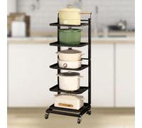 3 Tier Wooden Microwave Shelf Stand - Kitchen Organizer for Pots, Pans & Lids, Stylish Storage Solution with Drawers for Efficient Space Management