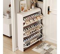 3-Tier Wooden Shoe Cabinet Pull-Down nizer for Entryway Living Room Hallway & Bedroom - Stylish 3 Drawer Footwear Storage Unit Space-Saving Design 50cm x 24cm