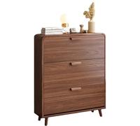 3 Tier Wooden Shoe Cabinet Slim Shoe niser with Pull Down Design Narrow Storage Rack for E Bedroom & Living Room Stylish Wood Furniture Unit