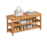 3 Tier Wooden Shoe Rack with Rattan Storage Space Saving Design for Entryway Porch and Living Room Solid Wood Frame 75cm Stylish and Functional Home