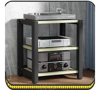3-Tier Wooden & Steel HiFi Rack Adjustable Media Stand for CD Players Floor-Standing Audio Tower Stereo Cabinet Home Theater Furniture (White Maple)