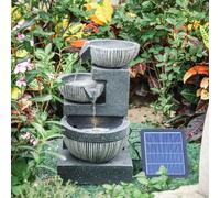 3-Tierd Solar Powered Garden Water Fountain Rockery Decorated
